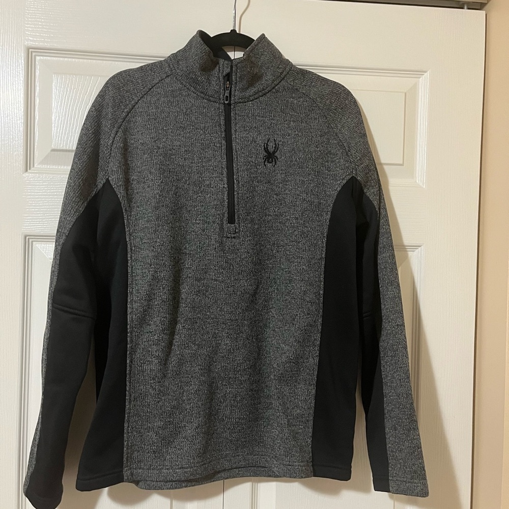 Spyder Men's Charcoal and Black Zip-Up Sweater